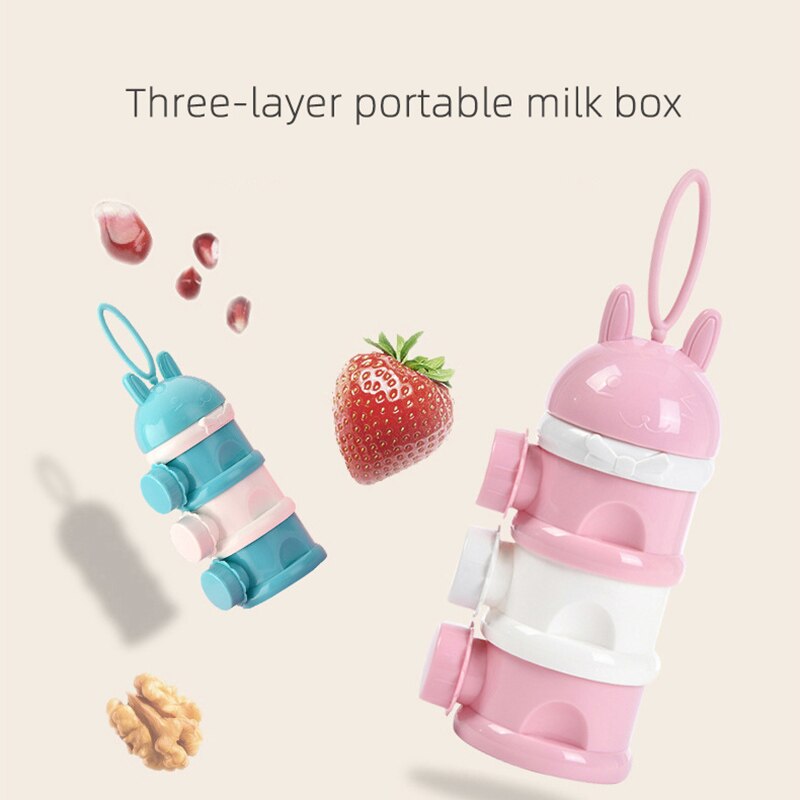 Contenedores de almacenamiento de alimentos para bebé, caja de leche en polvo para niño pequeño, dispensador de fórmula, contenedor portátil de aperitivos de 3 capas, con dibujos animados
