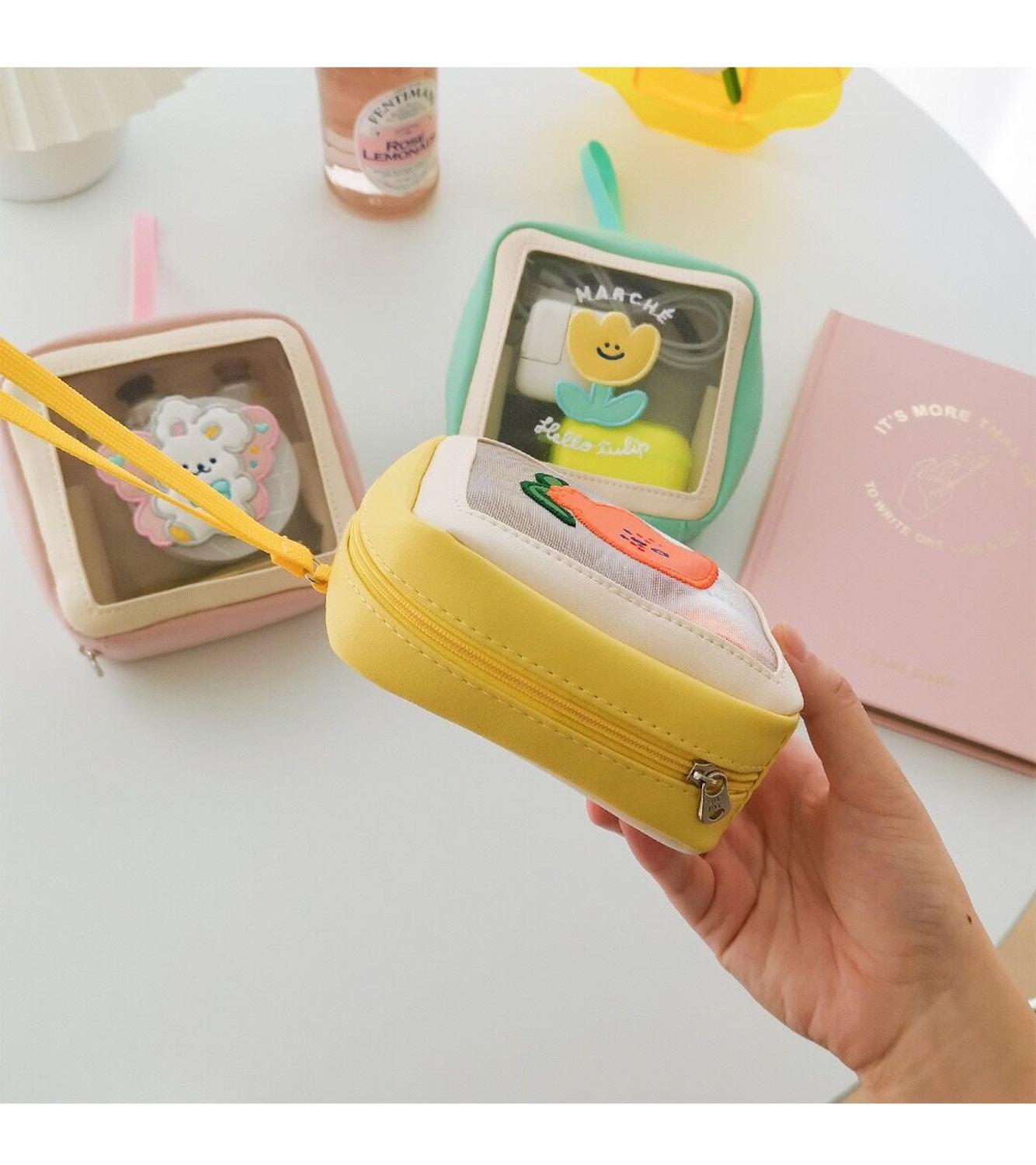 Bentoy Milkjoy Korea Rabbit Orange Flower Cosmetic Case women Daily Makeup Bags Cute Home Storage Case Bag Pouch