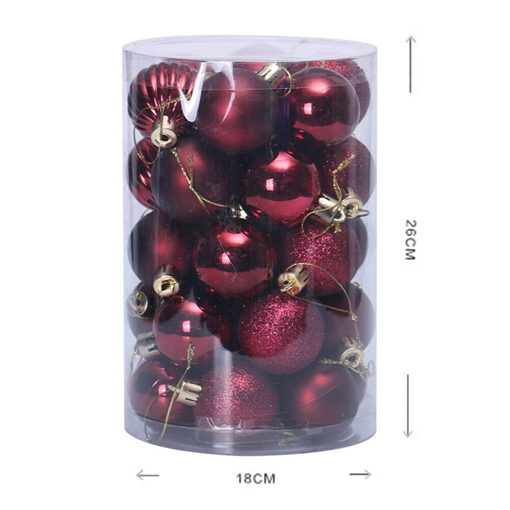 34 stuks kerstballen winkelcentrum plafond raam hangende bal ornament hanger kerstfeest kerstboomversiering: Bordeauxrood