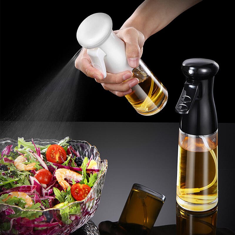 Pulverizador de aceite de oliva de vidrio para cocina, dispensador de aceite para hornear, vinagre, pulverizador de niebla para barbacoa, botella de almacenamiento con pulverizador de aceite de cocina de 200ml