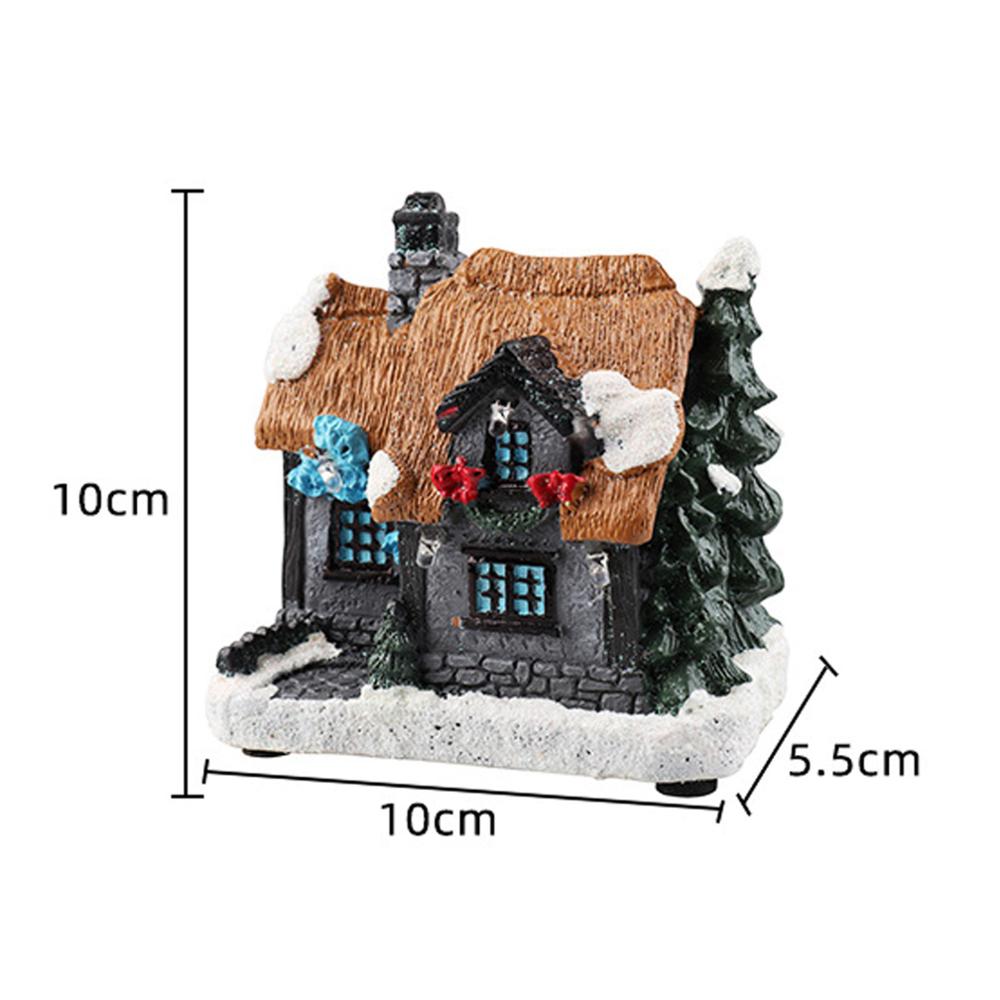 Christmas Scene Village House Resin Luminous LED Snow House for Home Winter Xmas Party Miniature Ornaments Decor