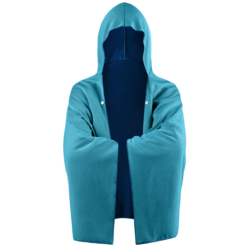 Kühlender Kapuzenumhang, Super saugfähiger, übergroßer Kapuzenhandtuch-Wickel, 4-in-1 für Schwimmen, Strand, Schwimmbad, Reisen: schwarz