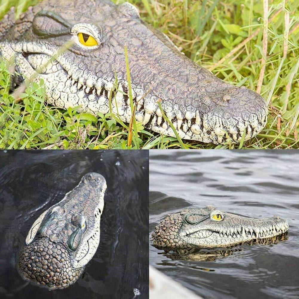 Artificial Crocodile Alligator Head Floating Foam Decoy Pond Garden For Pool E9Z5