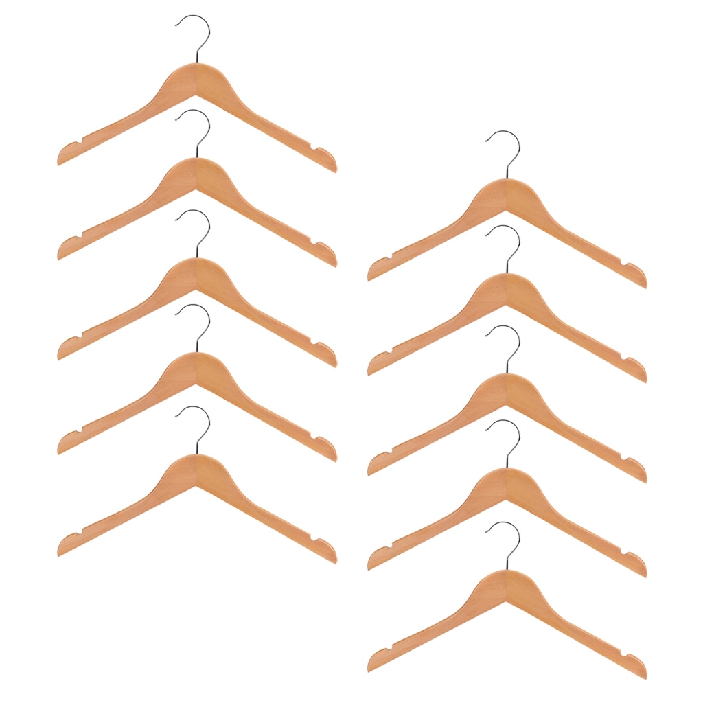 Pack de 10 Uds. De Perchero de madera liso para bebés y niños, Perchero de madera con gancho colgador para ropa, conjunto de 32 cm