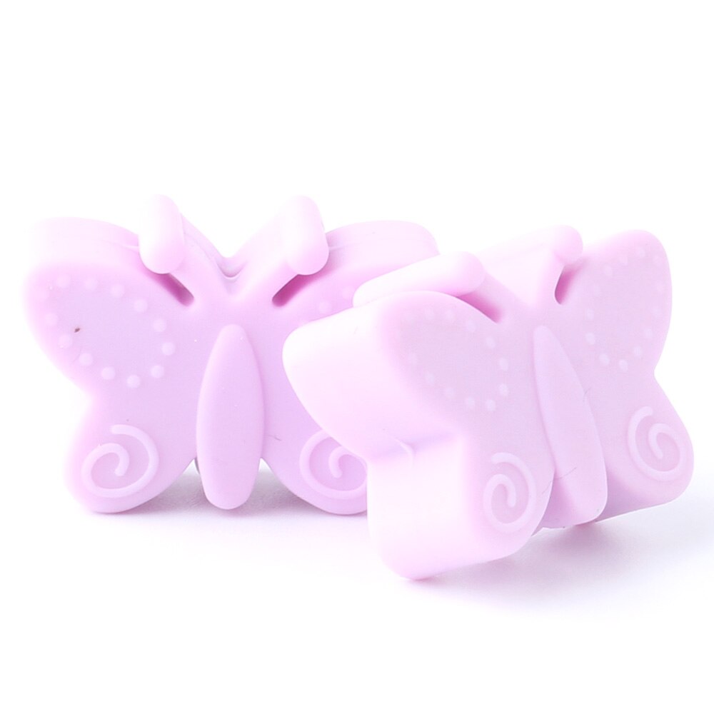 Keep&grow 10Pcs Silicone Beads Butterfly Teething Beads For Jewelry DIY Making Bead BPA Free Silicone Baby Teething Necklace Toy: Lilac