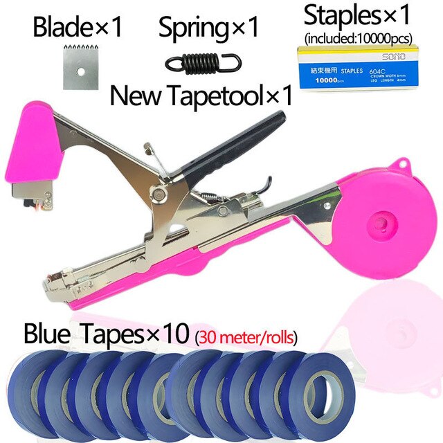 Máquina atadora manual Onnfang, conjunto de cintas de cinta para planta de jardín, Tapetool, para uvas, tomate, pepino, juego de grapas para verduras: Tapetools Kit B-P9