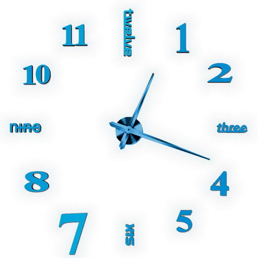 3d spiegel stille klok diy digitale klok woonkamer slaapkamer decoratie  tp899: Blauw