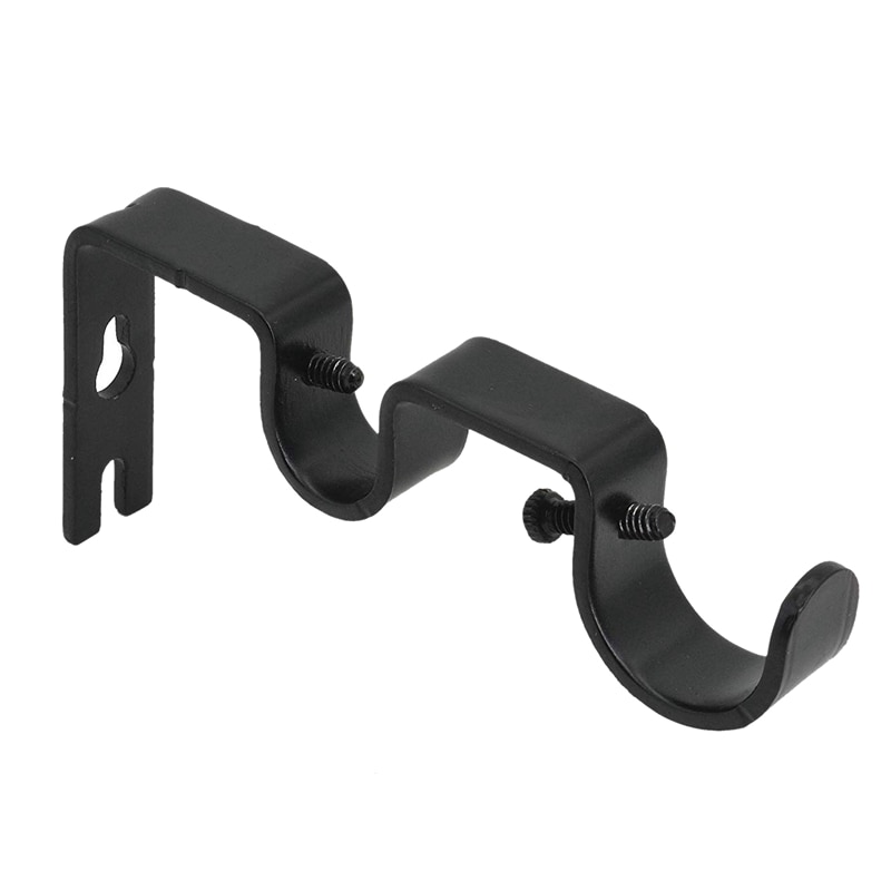 3Pcs/Set Curtain Rod Brackets Heavy Duty Double Rod Holders Durable Metal Curtain Rod Wall Brackets with Screw Black