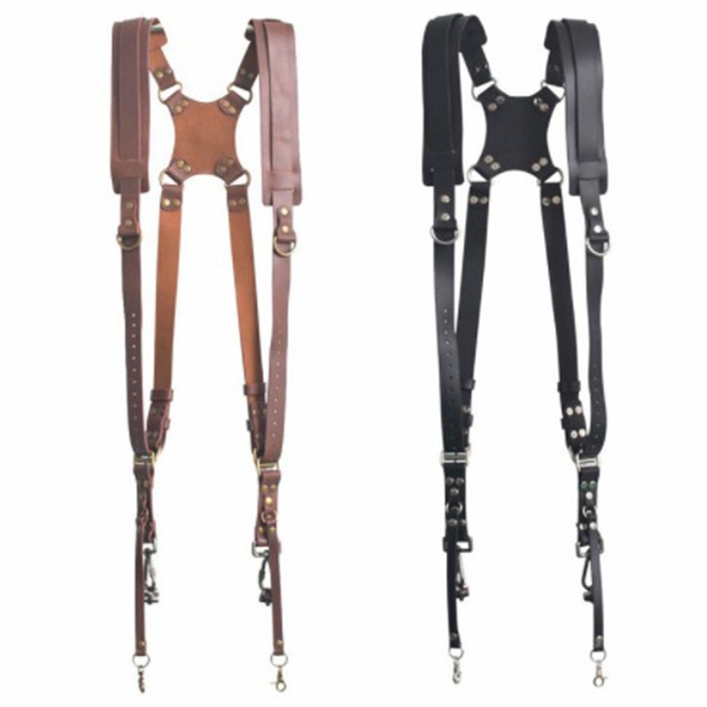 Digital kamera rem læder dslr rem dobbelt skulderrem fotografering tilbehør kamera sele peak strap