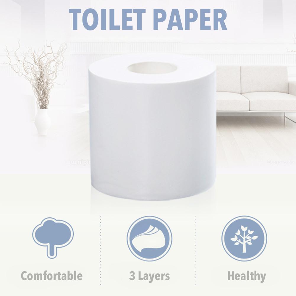 6Rolls White Paper Towels Rolls Toilet Roll 3 Layers Tissue Roll Kitchen Toilet Paper Tissue Cleaning Paper Skin-friendly Paper