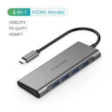 Lention USB-C Multi-Poort Hub Met 4K Hdmi Output, 4 Usb 3.0, type C Opladen Adapter Voor Macbook Pro13/15/16, Oppervlak