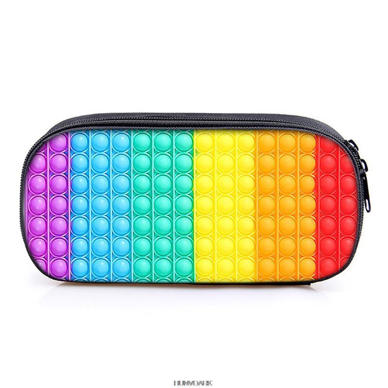 Push pop it fidget Pencil Bag Canvas Contrast Colorful Pencil Case Stationery Storage Bag Organizer for Students