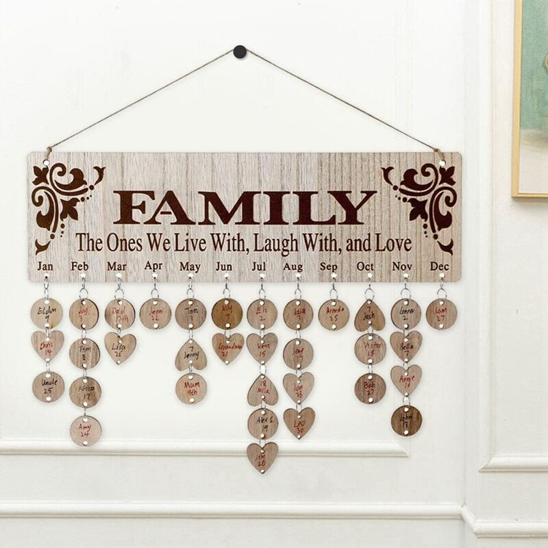 Family wood calendar sign wall decoration home calendar