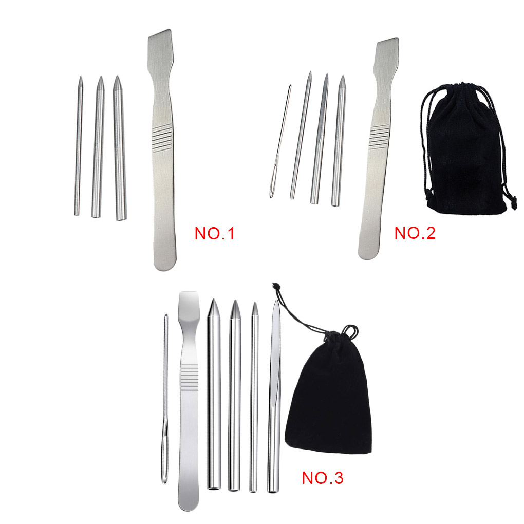 4Pcs Paracord Stiksels Set Roestvrij Stalen Armband Lederen Diy Weven Paracord Vetersluiting Naald Smoothing Tool