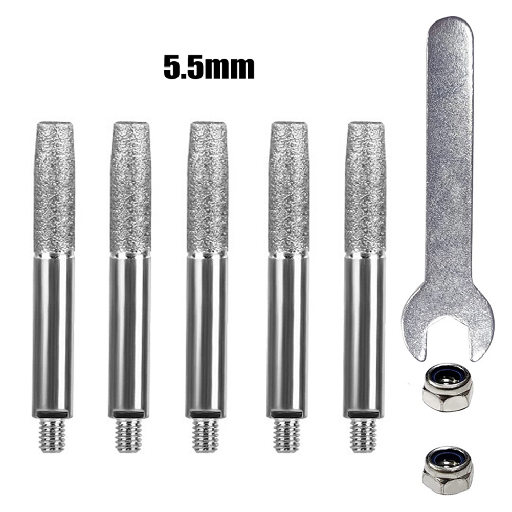 6 Stks/set Kettingzaag Slijpdelen Diamant Gecoate Slijpkop Cilindrische Braam 4/4.8/5.5Mm Vijl Slijpgereedschap