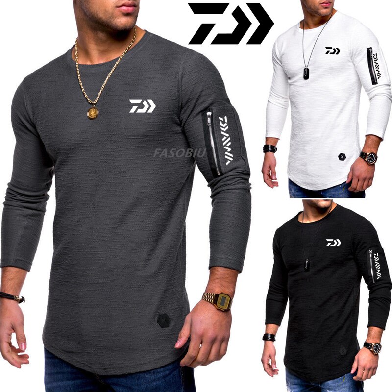 2021 nowych mężczyzna odzież wędkarska z długim rękawem Outdooe oddychające DAIWA t-shirty Plus rozmiar bawełniane ubrania wędkarskie sport Cashmere Tee