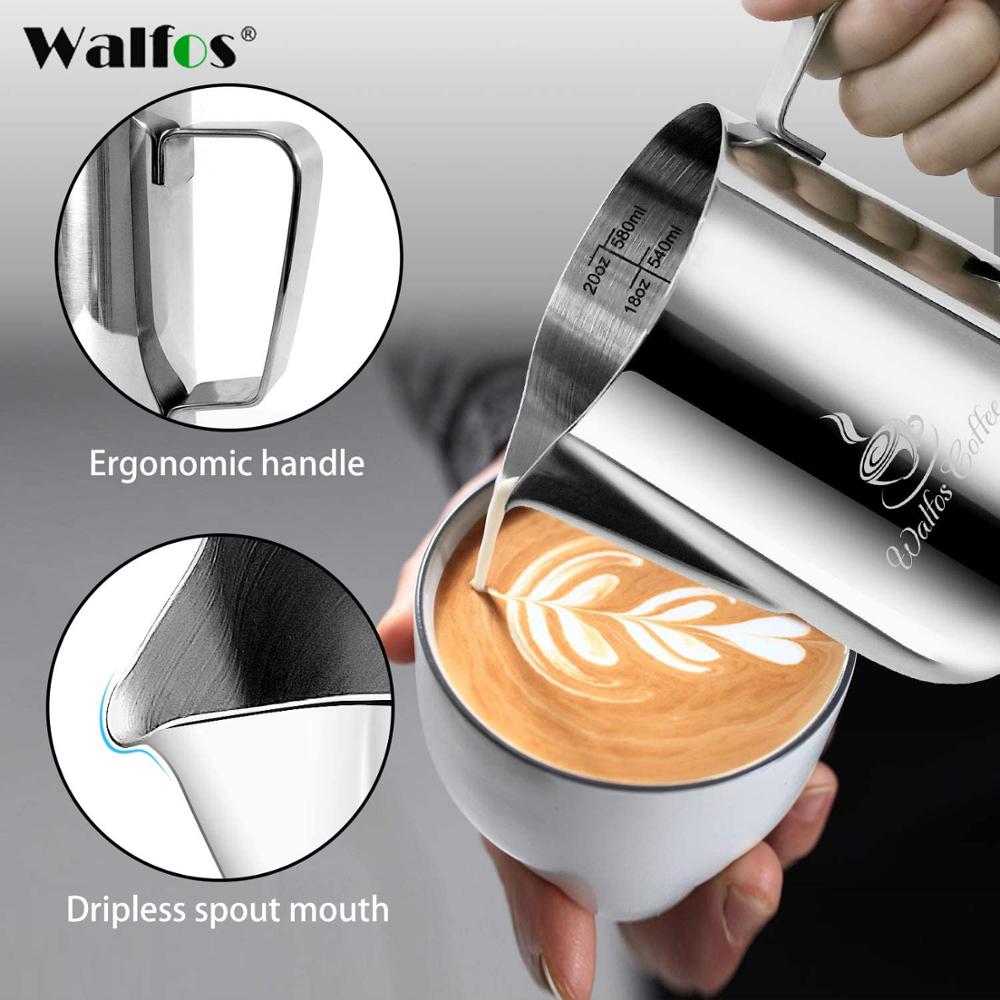 Walfos Stijl Espresso Koffie Melk Mokken Cup Potten Kruik Handvat Craft Koffie Garland Cup Latte Jug Verdikte Rvs