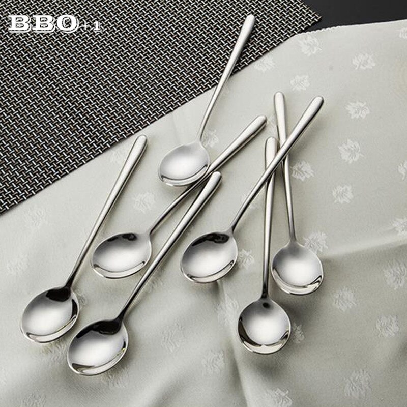 Stainless Steel Tablespoon Set Long handled Dinner Spoon Coffee Ice Cream Teaspoons Soup Tea Spoons 8.7inch Tableware Cutlery