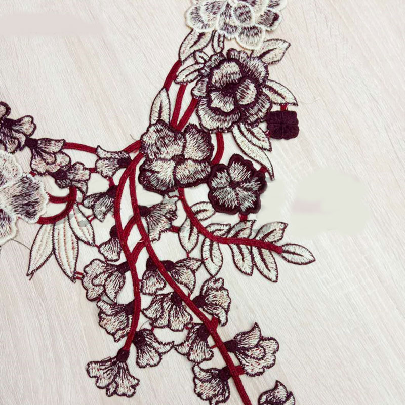 Costura con bordado de encaje de flores para ropa, apliques Diy, accesorio adhesivo para cuello de encaje para escote, parche para Scrapbooking, ropa