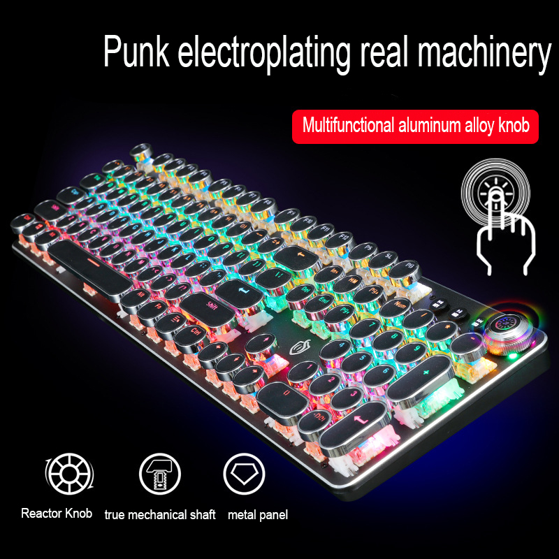 Retro toetsenbord punk Gaming-toetsenbord Bedraad mechanisch toetsenbord Verlicht toetsenbord Computer E-sport Randapparatuur voor desktop