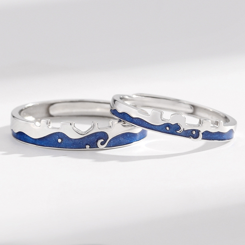 925 Sterling Zilver Originele Allure Liefde Paar Open Ringen Voor Lovers 'Stellen Sieraden Textuur Elegante Ringen