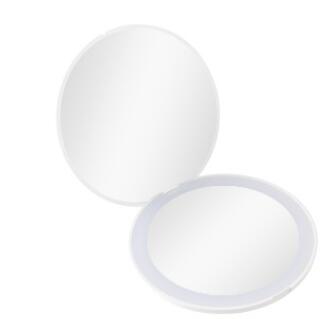 Espejo LED de bolsillo para maquillaje, Mini, portátil, con luz recargable, compacto, de mano, 1x aumento, plegable, espejo de belleza: 10X white