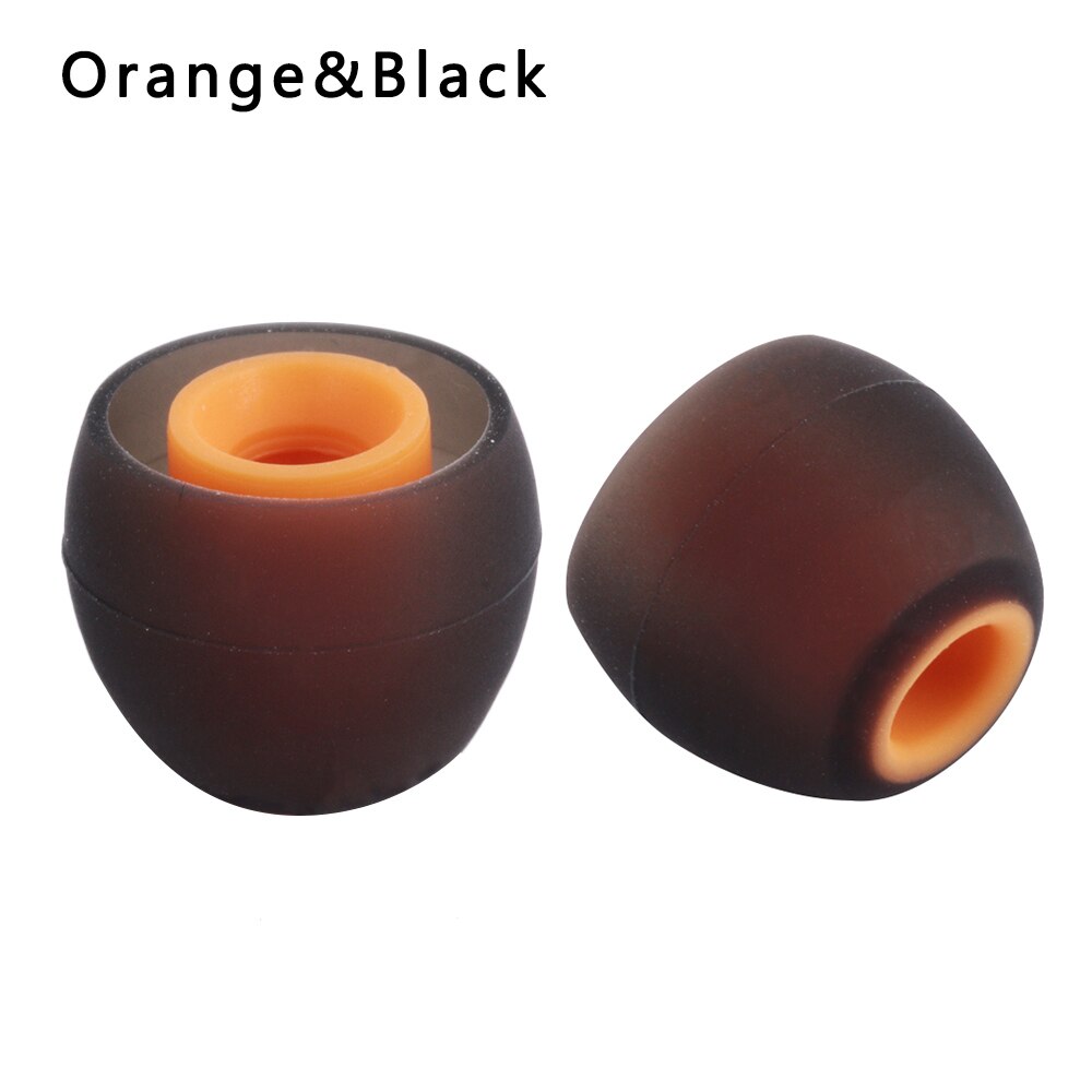 2Pcs/1 Pair Colorful Rubber 3.8mm In-ear Earphone Earbuds Replacement Silicone Rubber Ear Tips Universal Replacement Earbuds: L black orange