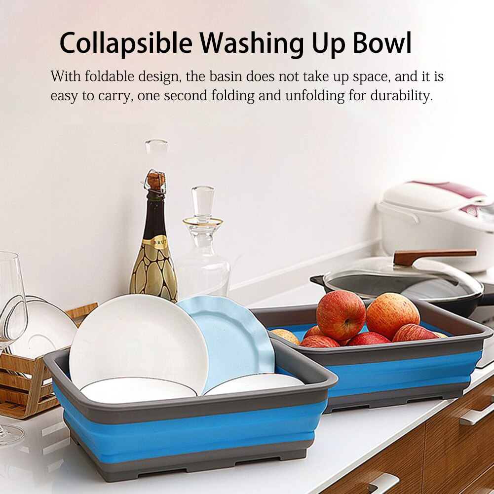 Portable Foldable Basin Eco-friendly Plastic Wash Basin Collapsible Washing Up Bowl Laundry Vegetables Washtub for Home Travel