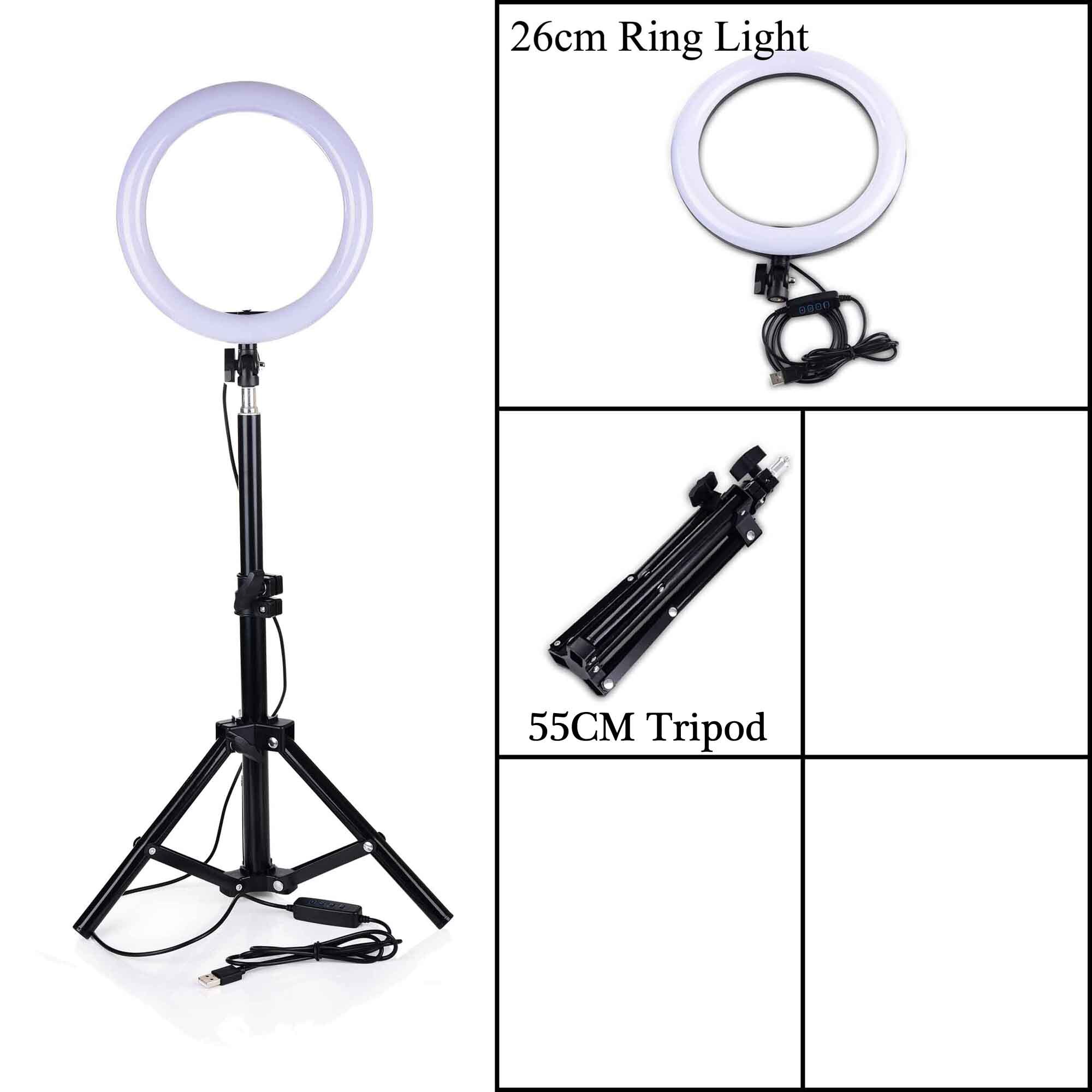 LED Ring Light with Bluetooth 10''/6'' Dimmable Kit 3200-5600K 55CM Tripod for Tik Tok Vlog Video Shooting Portrait: Green