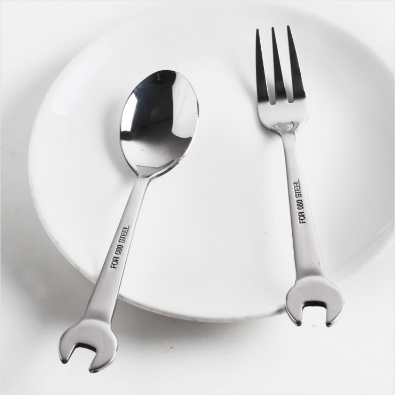 Stainless Steel Wrench Shape Dinnerware Set Cutlery knife Utensils Kitchen Accessories Dinner Forks Spoons Camping