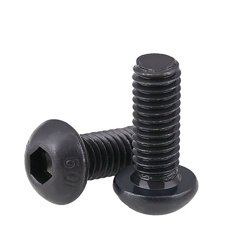 20Pcs M1.6 Button Head Hex Socket Screws DIN7380 Allen Bolts Black Zinc Plated High Tensile Grade10.9 Carbon Steel