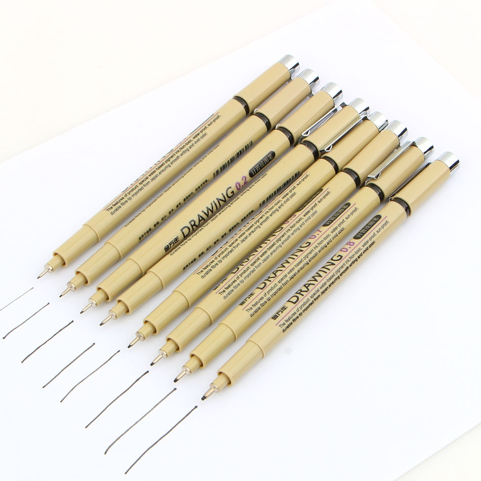Trazador de líneas/pincel 0,03mm/0,05mm/0,1mm/0,3/0,5/0,8/1,0mm, resistente al agua, de pluma de dibujo Gundam/suministros de pintura de cómic