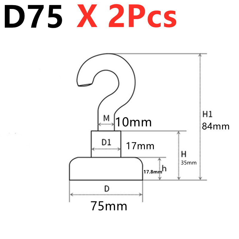 Heavy Duty Magnetic Hook Multiple specifications Strong Neodymium Magnets Hook Home Kitchen Workplace etc Storage Organization