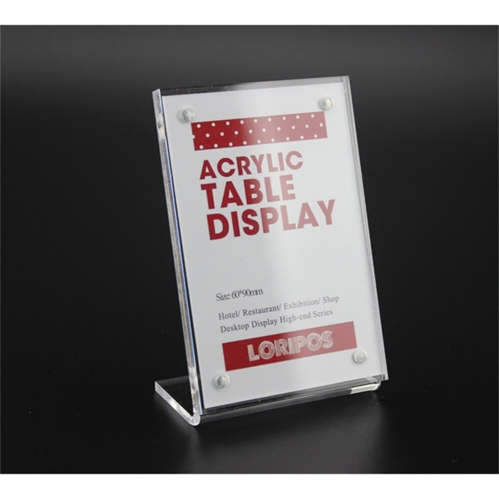 6*9cm Upright Clear Acrylic Magnetic Label Holder Stand L Shape Poster Banner Menu List Frame Advertising Black Sign Display