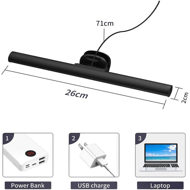 Dimmable Usb Screenbar Light Desk Lamp PC Computer Laptop Screen LCD Monitor Hanging Light For Office Reading Eye Protection
