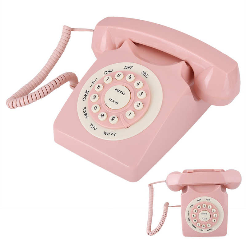 Vintage Telephone High Definition Call Wired Telephone for Home Office Pink Green European Landline Desk Telephone