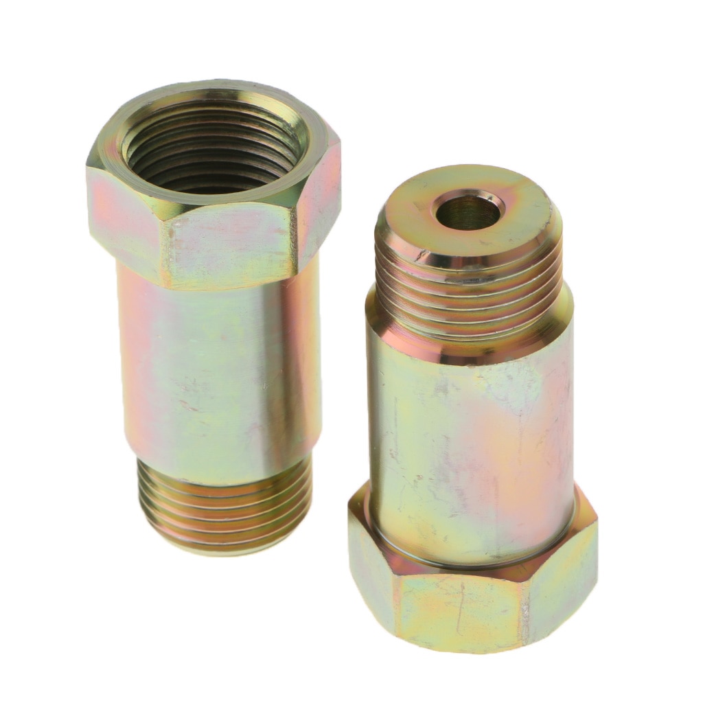 2PCS M18x1.5 O2 Oxygen Sensor Bung Adapter Extender Spacer 45mm Long Gold