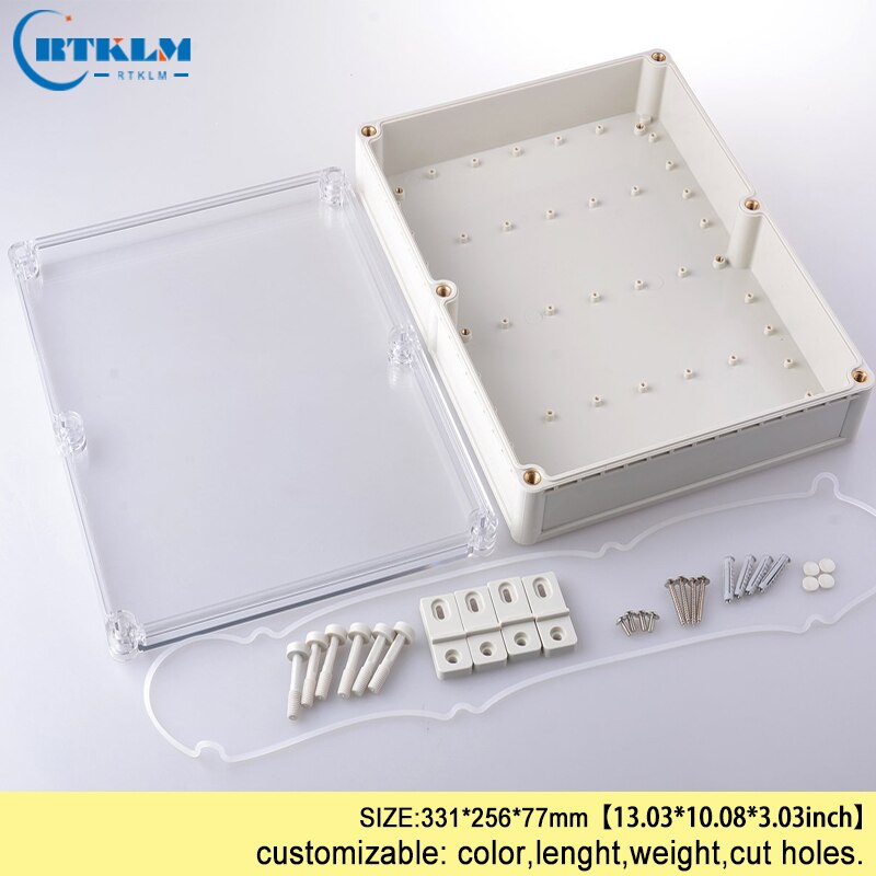 Plastic enclosure DIY waterproof electrical enclosure abs plastic electric box outdoor Waterproof instrument case 331*256*77mm
