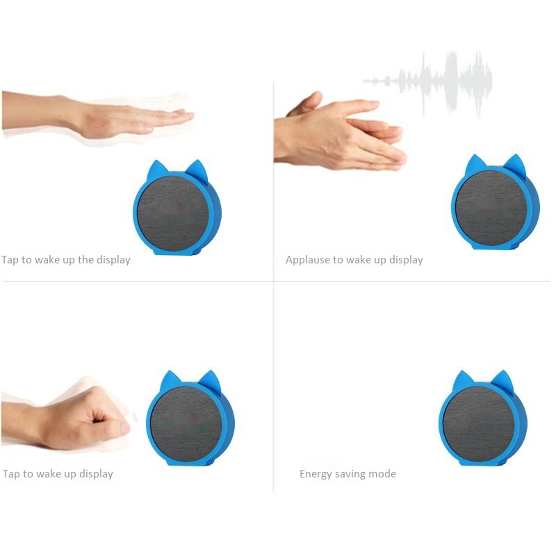 LED Wooden Silent Alarm Clocks Kids Clock Cute Cat Silicone Electronic Wooden Table Clock Cartoon Calendar Perfection