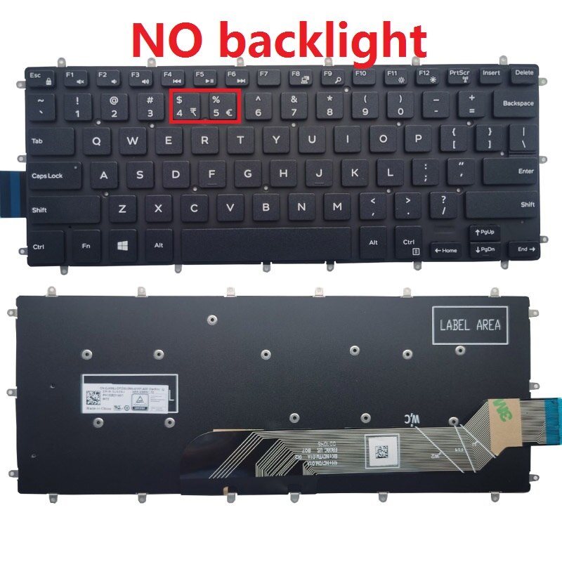 Clavier d'ordinateur portable AMÉRICAIN Pour DELL P69G P69G001 P83G P83G001 P58F P58F001 P70F P70F001 P87G P87G001: white No backlight