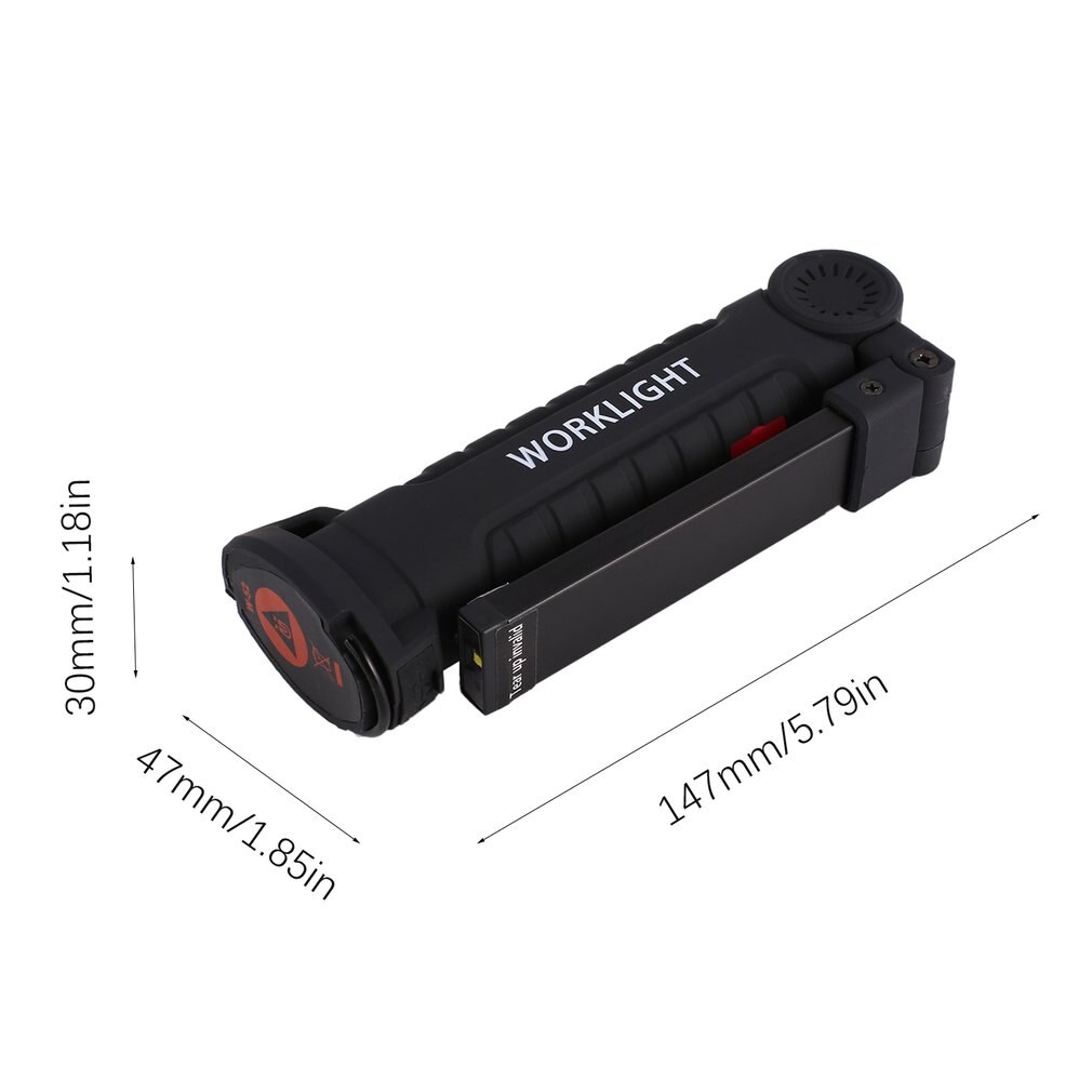 Mini LED Work Light Portable Spotlight with Magnetic Base Clip USB Charging Repair Torch Movable Work Light Flashlight: 147mm