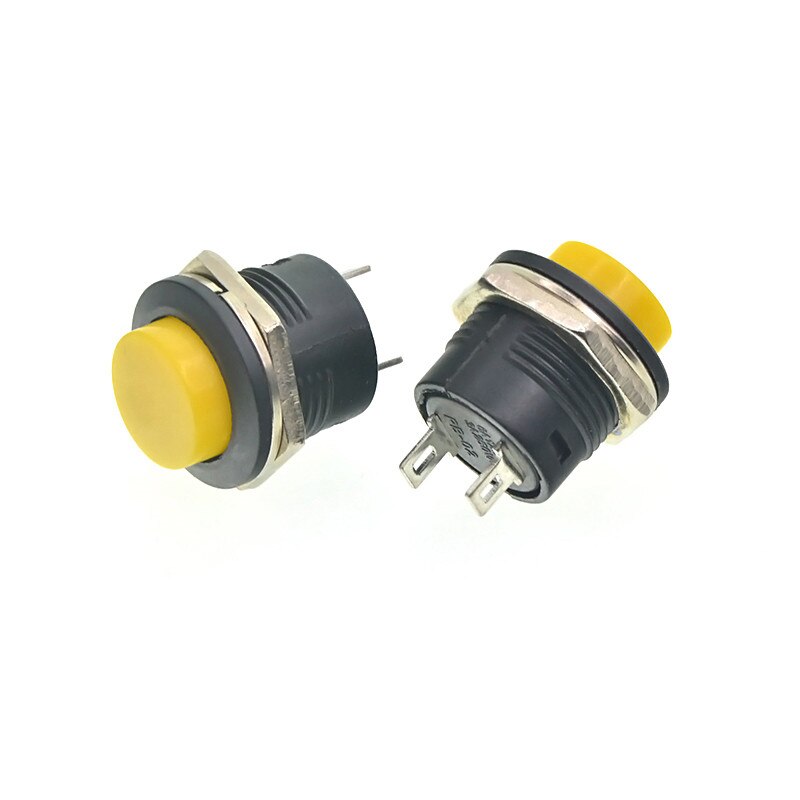 15cm xh2.54 16mm r13-507 16mm 125v 6a 22 awg lille vandtæt selv-reset øjeblikkelig  xh 2.54 2.54mm trykknap switch ledningsnet: Gul