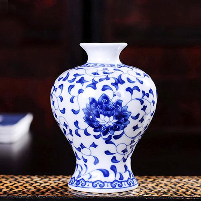 Keramische Vazen Traditionele Chinese Blauw En Wit Porselein Voor Bloemen Een Patroon