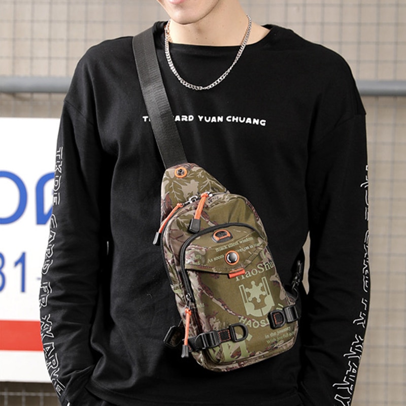 Nylon Mannen Borst Bag Rugzak Knapzak Beroemde Reizen Ongedwongen Mannelijke Een Schouder Zakken Sling Rugzak Dagrugzak