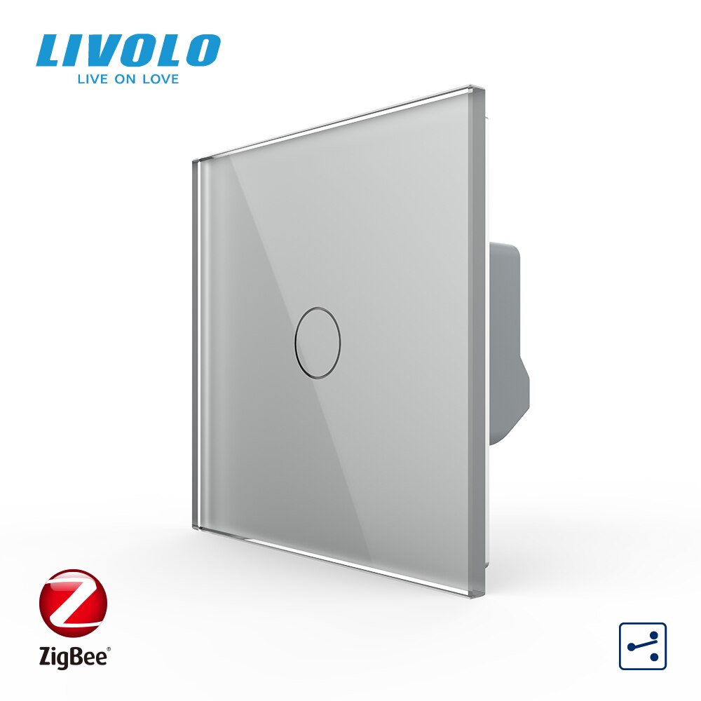 LIVOLO – interrupteur mural tactile intelligent ZigBee, 2 voies croisées, commande sans fil, avec minuterie, compatible avec Google Home, Alexa et Echo, Standard ue: Grey