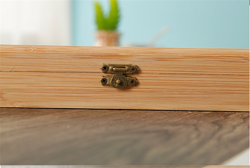 Bamboo wooden box clamshell rectangular wooden box wooden storage box with lock wooden box special offer