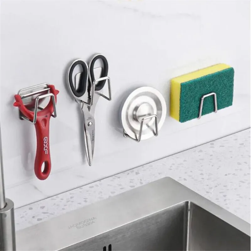 Keuken RVS Gootsteen Plank Sponzen Houders Zelfklevende Afvoer Droogrek Keuken Muurhaken Accessoires Organizer