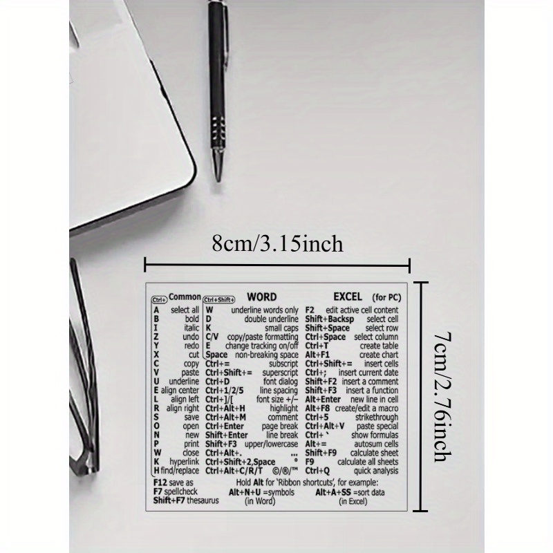 1sheet Letter Graphic Laptop Protective Sticker, Keyboard Stickers, Windows/word Shortcuts Waterproof Sticker for Laptop