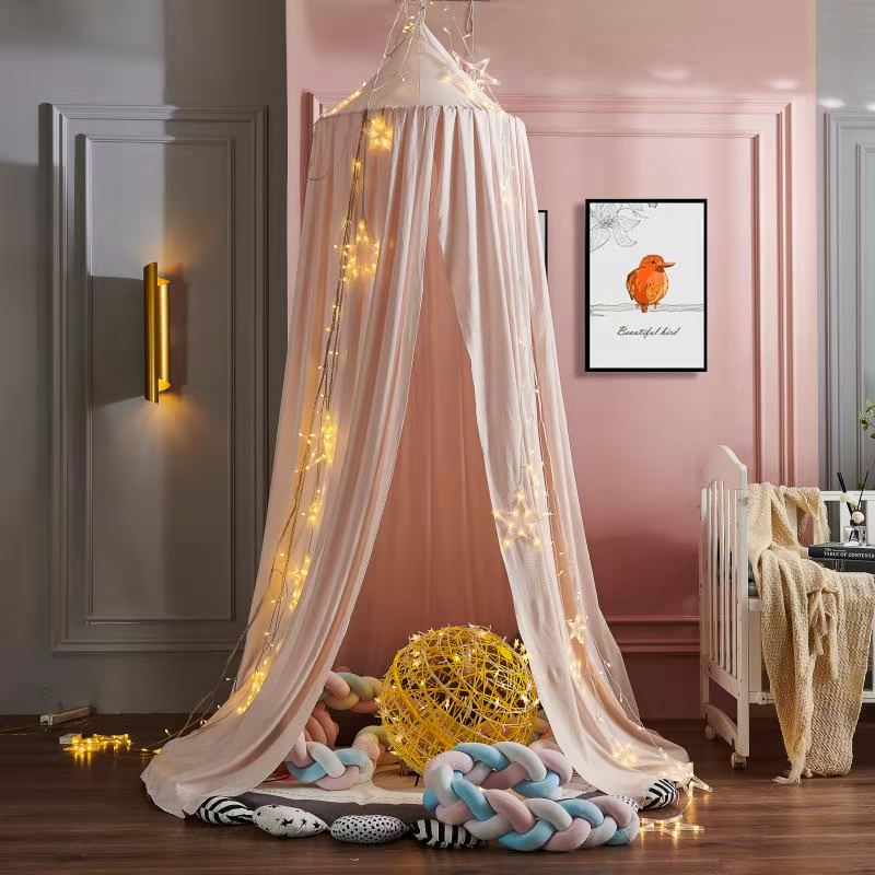 Klamboe Baby Bed Gordijn Crib Verrekening Baby Tent Baby Klamboe Kinderen Katoen Opknoping Luifel Dome: Pink1