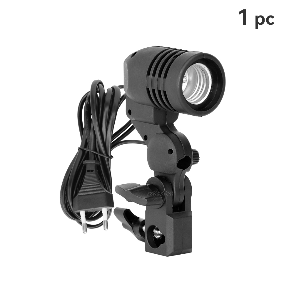 Suporte de lâmpada de cabeça única e27 soquete flash guarda-chuva suporte foto iluminação suporte de lâmpada para estúdio fotografia acessórios eua ue: Branco